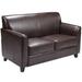 Flash Furniture BT-827-2-BN-GG Reception Loveseat w/ Brown LeatherSoft Upholstery, Black Wood Feet