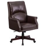 Flash Furniture BT-9025H-2-BN-GG Swivel Office Chair w/ High Back - Brown LeatherSoft Upholstery