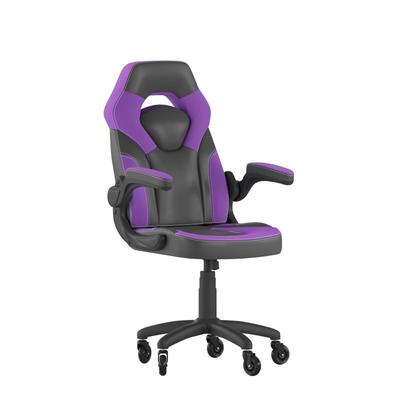 Flash Furniture CH-00095-PR-RLB-GG Swivel Gaming Chair w/ Black & Purple LeatherSoft Back & Seat - Black Base