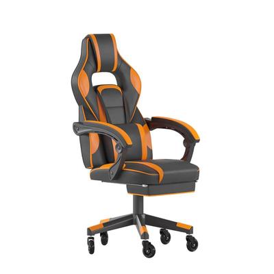 Flash Furniture CH-00288-OR-RLB-GG Swivel Gaming Chair w/ Footrest - LeatherSoft Back & Seat, Black/Orange