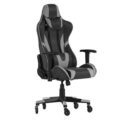 Flash Furniture CH-187230-1-GY-RLB-GG Swivel Gaming Chair - LeatherSoft Back & Seat, Black/Gray, Adjustable Swivel Chair, Reclining Back