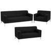 Flash Furniture ZB-DEFINITY-8009-SET-BK-GG 3 Piece Reception Set - Black LeatherSoft Upholstery, Stainless Steel Legs