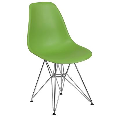 Flash Furniture FH-130-CPP1-GN-GG Accent Side Chair - Green Plastic Seat, Chrome Base