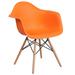 Flash Furniture FH-132-DPP-OR-GG Contoured Armchair w/ Orange Plastic Seat & Wood Base