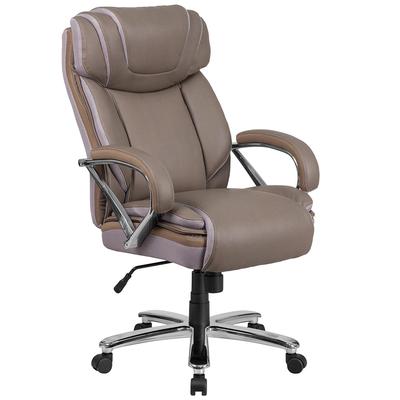 Flash Furniture GO-2092M-1-TP-GG Hercules Swivel Big & Tall Office Chair w/ High Back - Taupe LeatherSoft Upholstery, Chrome