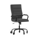 Flash Furniture GO-2286H-BK-BK-RLB-GG Swivel Office Chair w/ High Back - Black LeatherSoft Upholstery, Black, Black Frame & Arms