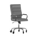 Flash Furniture GO-2286H-GR-RLB-GG Swivel Office Chair w/ High Back - Gray LeatherSoft Upholstery, Chrome