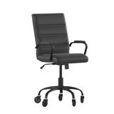 Flash Furniture GO-2286M-BK-BK-RLB-GG Swivel Office Chair w/ Mid Back - Black LeatherSoft Upholstery, Black, Black Frame