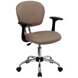 Flash Furniture H-2376-F-COF-ARMS-GG Swivel Office Arm Chair w/ Mid Back - Coffee Brown Mesh Back & Seat, Chrome