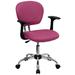 Flash Furniture H-2376-F-PINK-ARMS-GG Swivel Office Arm Chair w/ Mid Back - Pink Mesh Back & Seat, Chrome