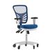 Flash Furniture HL-0001-WH-BLUE-RLB-GG Swivel Office Chair w/ Mid Back & Roller Wheels - Blue Mesh Back & Seat, White Base, Adjustable Arms, White Frame