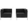 Flash Furniture ZB-IMAG-SET10-GG 2 Piece Modular Corner Chair Set - Black LeatherSoft Upholstery, Stainless Legs