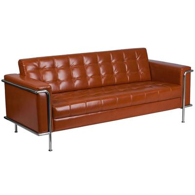Flash Furniture ZB-LESLEY-8090-SOFA-COG-GG 81" Sofa w/ Cognac LeatherSoft Upholstery - Stainless Steel Legs, Brown
