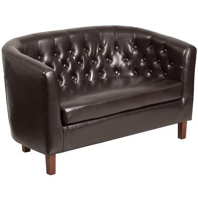 Flash Furniture QY-B16-2-HY-9030-8-BN-GG Loveseat w/ Brown LeatherSoft Upholstery, Mahogany Wood Feet