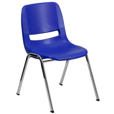 Flash Furniture RUT-18-NVY-CHR-GG Stacking Student Shell Chair - Navy Blue Plastic Seat, Black Metal Frame