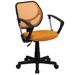 Flash Furniture WA-3074-OR-A-GG Swivel Computer Arm Chair w/ Low Back - Orange Mesh Back & Seat