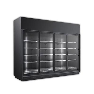Master-Bilt BEM-4-30CP 127 7/8" Four Section Glass Door Merchandiser - 4 Left/Right Hinge Doors, Black, 208-230v