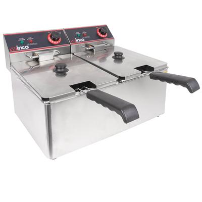 Winco EFT-32 Countertop Commercial Electric Fryer - (2) 16 lb Vats, 120v, Stainless Steel