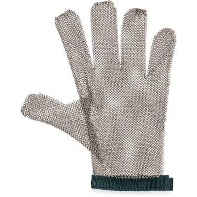 San Jamar MGA515XL Extra Large Cut Resistant Glove - Stainless Steel, Green Wrist Band, Silver
