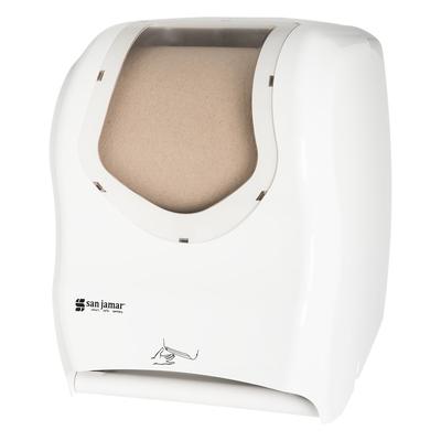 San Jamar T1470WHCL Wall Mount Touchless Roll Paper Towel Dispenser - Plastic, White/Clear