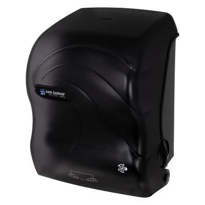 San Jamar T7490TBK Simplicity Oceans Wall Mount Touchless Roll Paper Towel Dispenser - Plastic, Black Pearl, Hands-Free