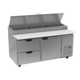 Beverage Air DPD67HC-2 67" Pizza Prep Table w/ Refrigerated Base, 115v, Stainless Steel