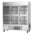 Beverage Air HBF72HC-5-HG 75" 3 Section Reach In Freezer - (6) Glass Doors, 115v, Bottom-Mount Refrigeration, Silver