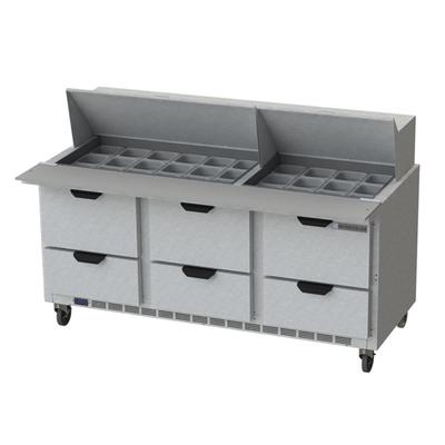 Beverage Air SPED72HC-30M-6 72" Sandwich/Salad Prep Table w/ Refrigerated Base, 115v, Stainless Steel