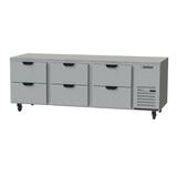 Beverage Air UCRD93AHC-6 93" W Undercounter Refrigerator w/ (3) Section & (6) Drawer, 115v, Side-Mounted Refrigeration, Silver