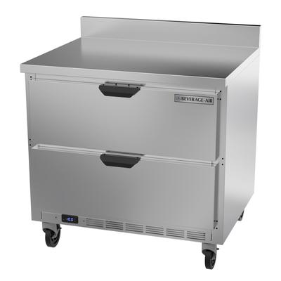 Beverage Air WTFD36AHC-2-FIP Hydrocarbon Series 36" W Worktop Freezer w/ (1) Section & (2) Drawers, 115v, 115 V, Silver