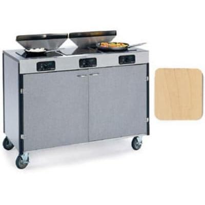 Lakeside 2085 HRMAP 40 1/2" High Mobile Cooking Cart w/ 3 Induction Stove, Hard Rock Maple, Beige