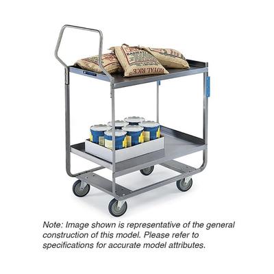 Lakeside 4511 2 Level Stainless Utility Cart w/ 700 lb Capacity, Raised Ledges, Silver