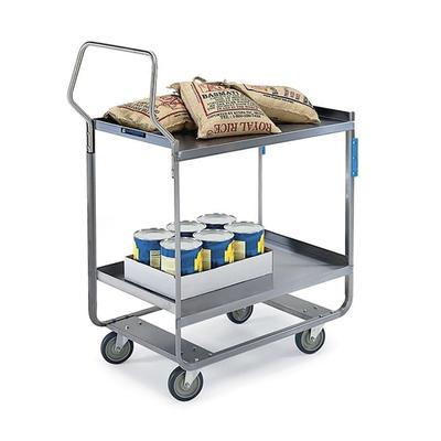 Lakeside 4543 2 Level Stainless Utility Cart w/ 700 lb Capacity, Raised Ledges, Silver