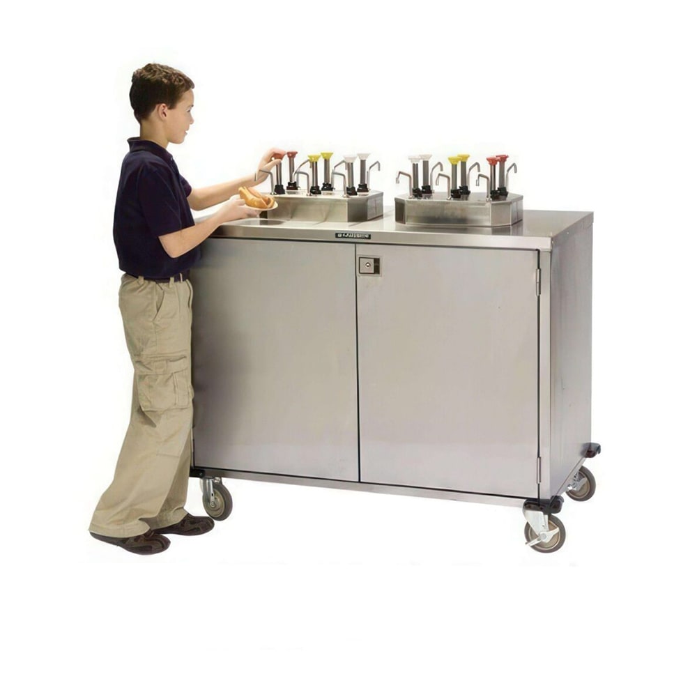 Lakeside 70210 Pump Style Condiment Dispenser Cart w/ 6 Pumps, 6 Compartments, Stainless, Silver