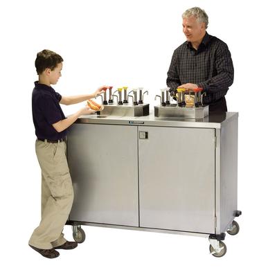 Lakeside 70270 Pump Style Condiment Dispenser Cart w/ 12 Pumps, 12 Compartments, Stainless, Silver