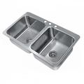 Advance Tabco SS-2-4521-12 Smart Series (2) Compartment Drop-in Sink - 20" x 16", Drain Included, Stainless Steel