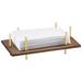 Cal-Mil 3718-46 Mid-Century Napkin Holder for 4" x 8" Napkins - Wood Base w/ Brass Frame, Brown