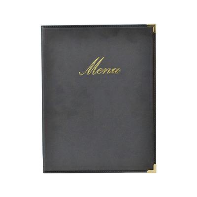 American Metalcraft MCCRLSBL Menu Cover w/ 2 Page Insert & Album Style Corners, Black