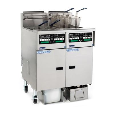 Pitco SSHLV14C-2/14T/FD NG Commercial Gas Fryer - (2) 32 lb & (2) 17 lb Vats, Floor Model, NG, Stainless Steel, Gas Type: NG