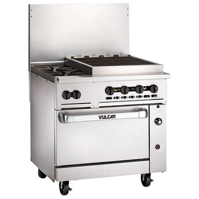 Vulcan 36C-2B24CBN 36" 2 Burner Commercial Gas Range w/ Charbroiler & Convection Oven, Natural Gas, Stainless Steel, Gas Type: NG