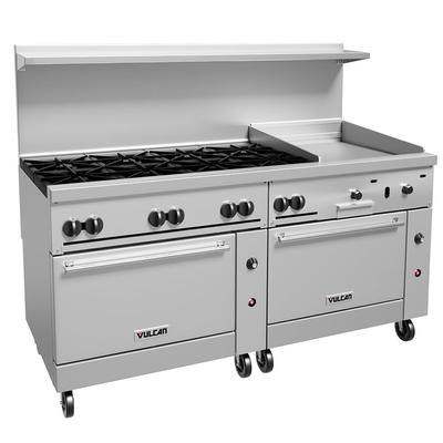 Vulcan 72CC-8B24G LP 72" 8 Burner Commercial Gas Range w/ Griddle & 2 Convection Ovens, Liquid Propane, 24" Griddle, Stainless Steel, Gas Type: LP