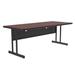 Correll CS3048-20-09-09 Rectangular Desk Height Work Station, 48"W x 30"D - Mahogany/Black T-Mold, Red