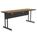 Correll WS2472-06-09-09 Rectangular Desk Height Work Station, 72"W x 24"D - Medium Oak/Black T-Mold, Brown