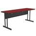 Correll WS2472-35-09-09 Rectangular Desk Height Work Station, 72"W x 24"D - Red/Black T-Mold