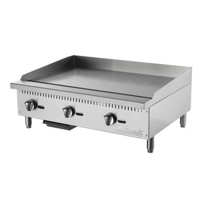 Migali C-G36T 36" Gas Commercial Griddle w/ Thermostatic Controls - 1" Steel Plate, Convertible, Stainless Steel, Gas Type: Convertible