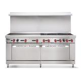 American Range AR-24G-8B-CL-SBR 72" 6 Burner Commercial Gas Range w/ Griddle & Convection Oven & Storage Base, Natural Gas, Stainless Steel, Gas Type: NG