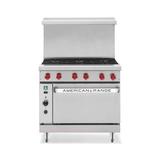 American Range ARGF-10 60" 10 Burner Commercial Gas Range w/ (1) Standard & (1) Space Saver Ovens, Natural Gas, Stainless Steel, Gas Type: NG