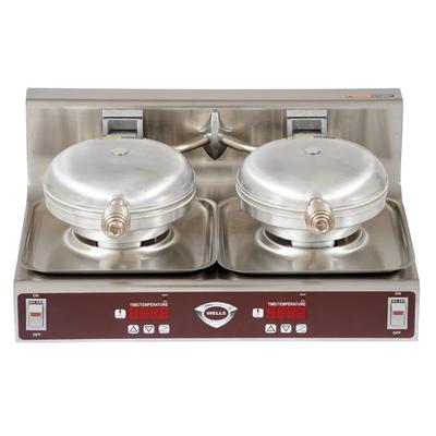 Wells WB2E Dual Round Commercial Waffle Maker - Programmable Temperature Controls, Stainless Steel, 208-240v/1ph, Round Waffles