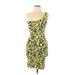 Fashion Nova Casual Dress - Bodycon One Shoulder Sleeveless: Yellow Leopard Print Dresses - Women's Size Large