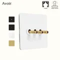 Avoir 86 Type Wall Momentary Switch Brass Carved Lever Toggle Lighting Switches 1 Way Black White